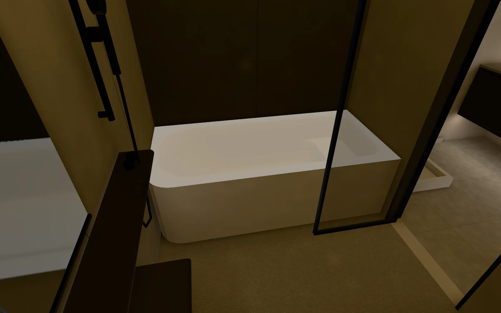 3Dの室内の画面(CG):浴室の様子