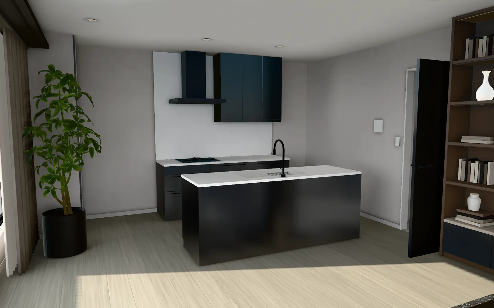 3Dの室内の画面(CG):キッチンの様子
